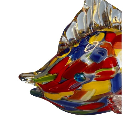 Murano Art Glass Fish Sculpture Handblown Multicolor Millefiori 8½"x 6½" - Picture 6 of 11